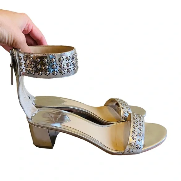 B BRIAN ATWOOD Metallic Studded Ankle Wrap Kendall Sandal - Picture 2 of 10